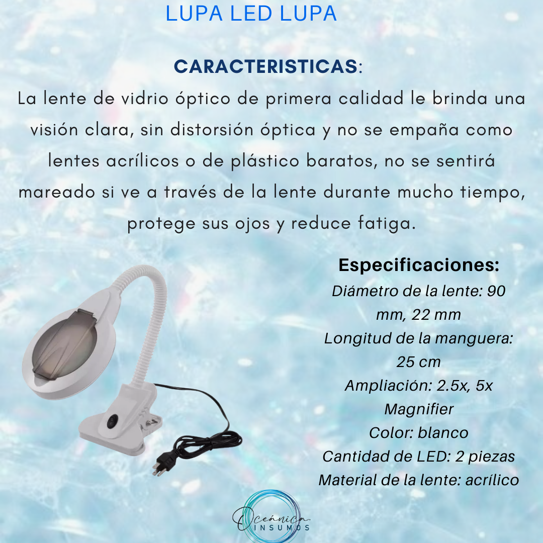 LÁMPARA LUPA LED PORTÁTIL CON PINZA - Imagen 3